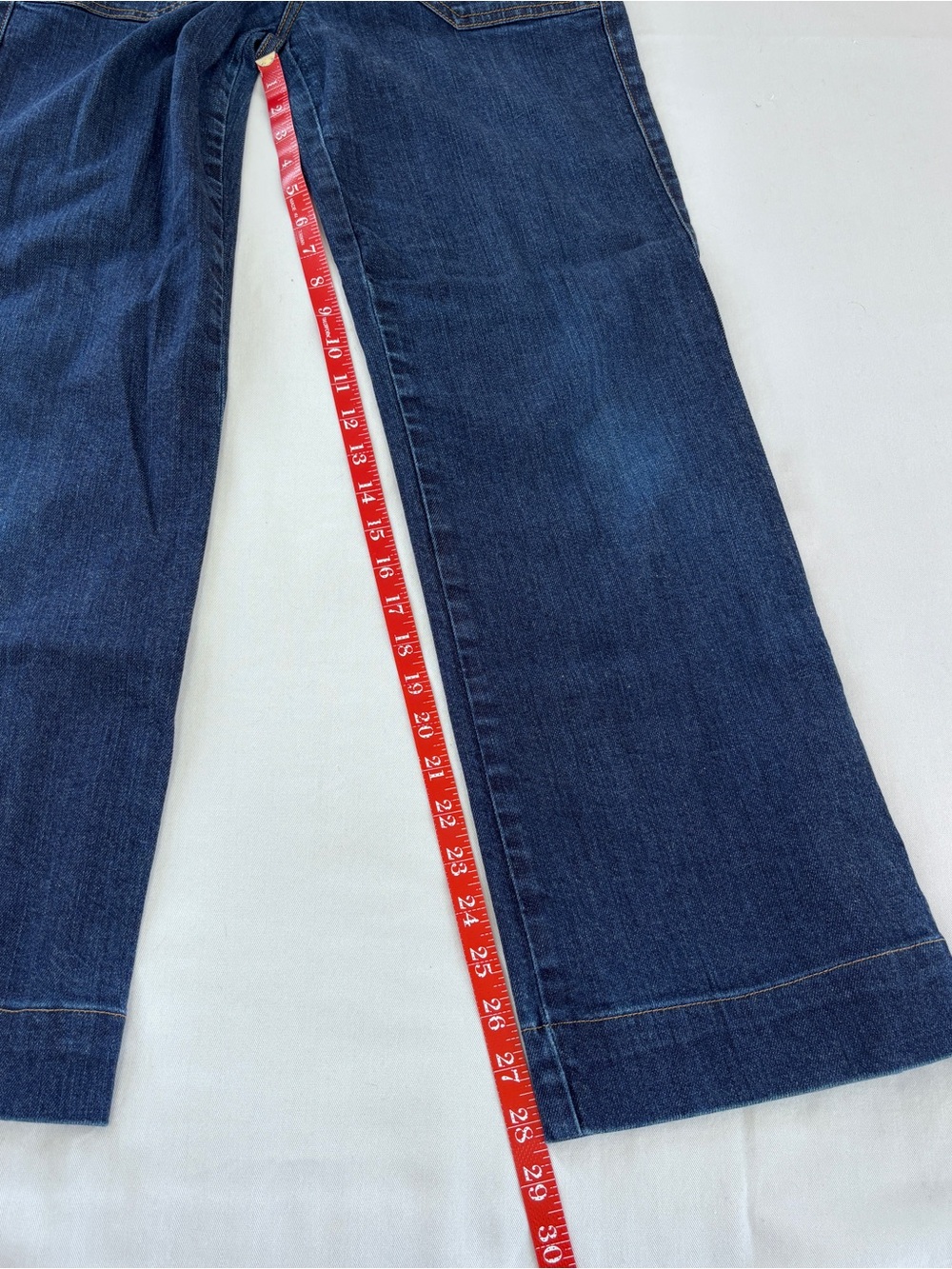 7 For All Mankind High Rise Wide Leg Denim Jeans Dark Wash Women's 27 (28x28) - Picture 10 of 14